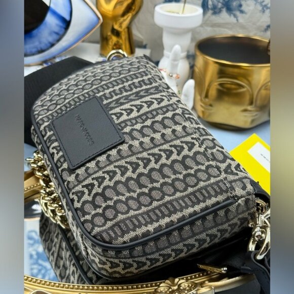 🆕 MARC JACOBS 🧿 NWT The Monogram J Marc Chain Satchel Shoulder Bag, Navy - Picture 5 of 15